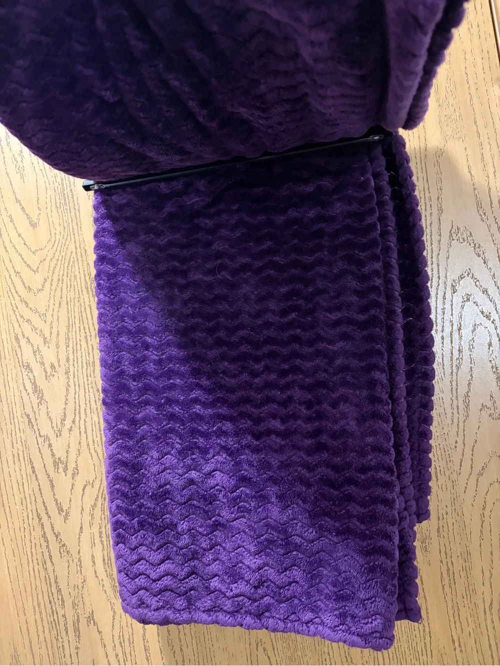 Purple Textured Plush Throw Blanket Soft Zigzag Chevron Fleece Cozy Home Decor